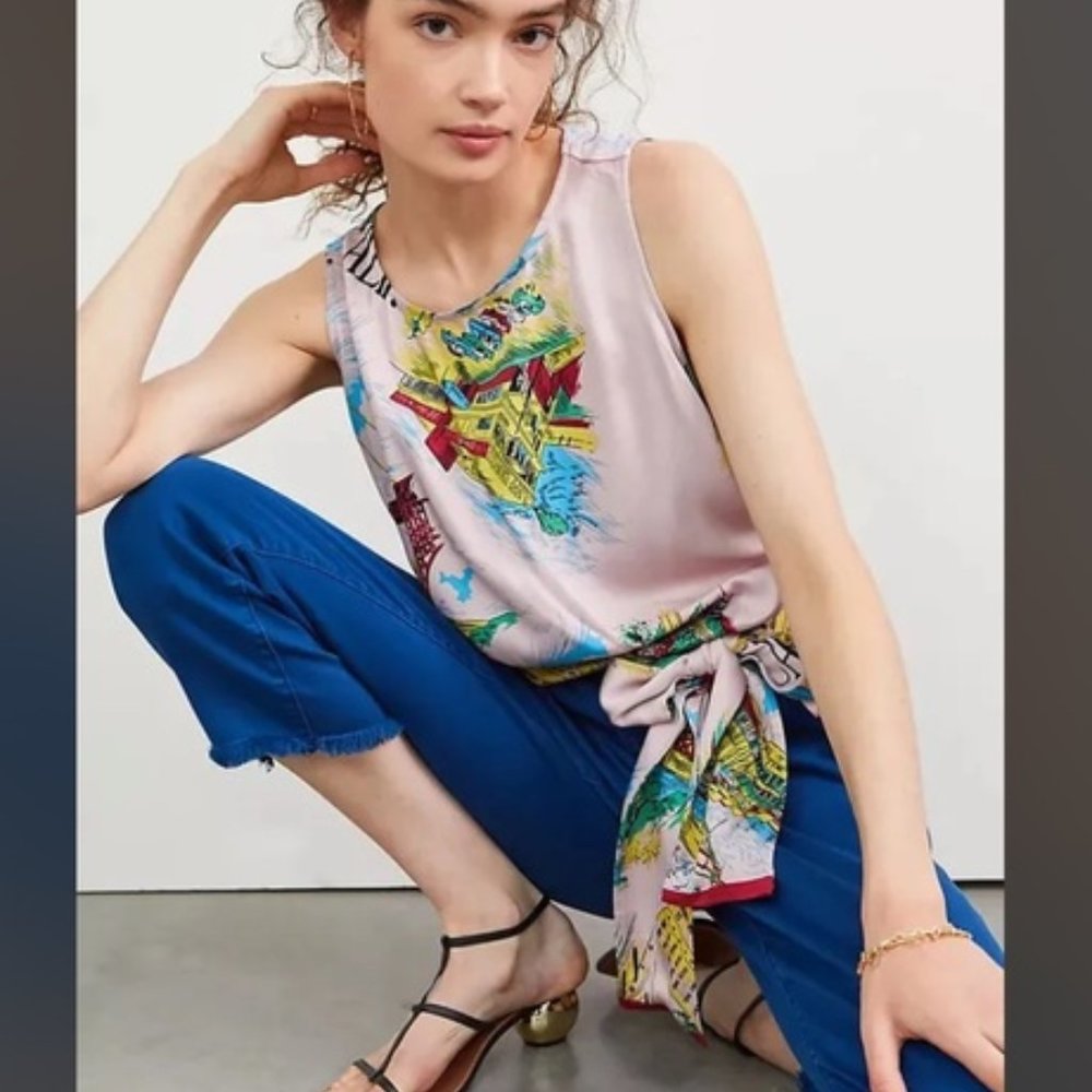 Anthropologie Tiny San Francisco Postcard Wrap Top